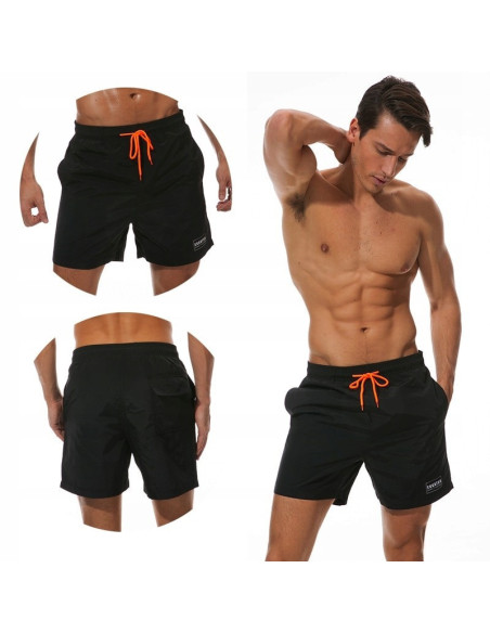 KĄPIELÓWKI MĘSKIE SZORTY SPODENKI CZARNE