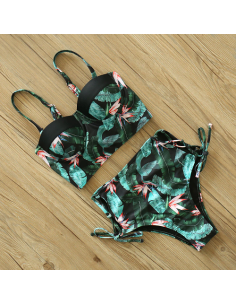 BIKINI STRÓJ KĄPIELOWY WYSOKI STAN KWIAT LOTOS 2