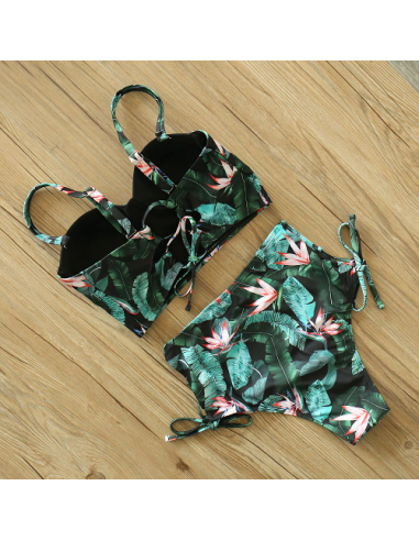 BIKINI STRÓJ KĄPIELOWY WYSOKI STAN KWIAT LOTOS