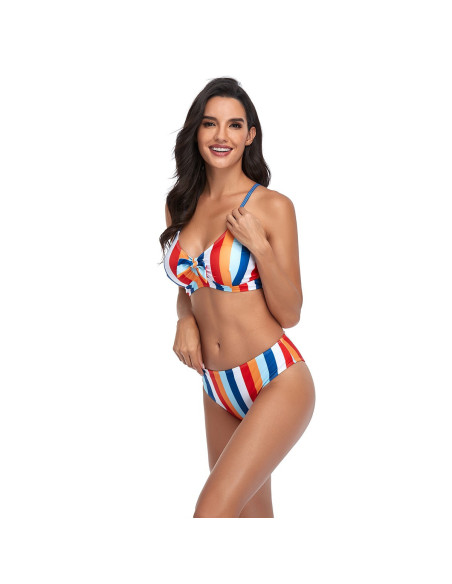 BIKINI STRÓJ KĄPIELOWY PASKI RETRO KOBIECY