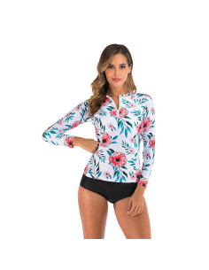 STRÓJ KĄPIELOWY DŁUGI RĘKAW SURFING KWIATY