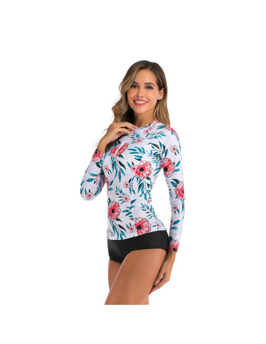 STRÓJ KĄPIELOWY DŁUGI RĘKAW SURFING KWIATY