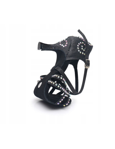 BUTY DO TAŃCA TANECZNE CEKINY CZARNE PIĘKNE 7,5cm