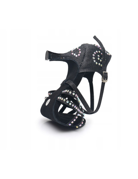 BUTY DO TAŃCA TANECZNE CEKINY CZARNE PIĘKNE 7,5cm