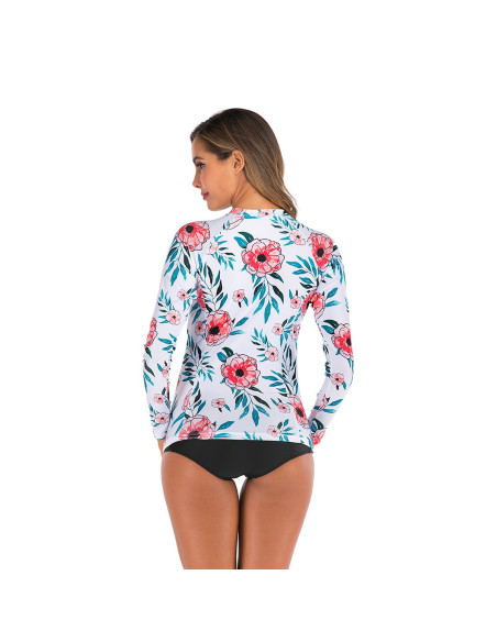 STRÓJ KĄPIELOWY DŁUGI RĘKAW SURFING KWIATY