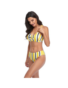 BIKINI STRÓJ KĄPIELOWY PASKI ŻÓŁTE CZARNE 2