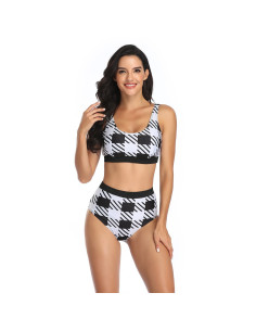 BIKINI STRÓJ KĄPIELOWY CZARNO BIAŁY KRATA 2