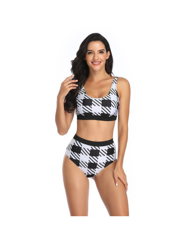 BIKINI STRÓJ KĄPIELOWY CZARNO BIAŁY KRATA