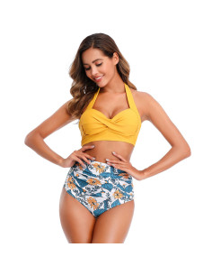 BIKINI STRÓJ KĄPIELOWY WYSOKI KLASYK NA SZYJĘ