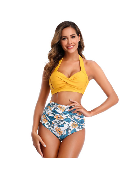 BIKINI STRÓJ KĄPIELOWY WYSOKI KLASYK NA SZYJĘ