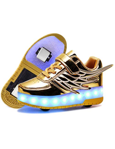 BUTOROLKI BUTY Z ROLKAMI ROLKI WROTKI LED ZŁOTE