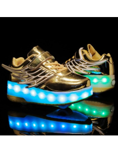 BUTOROLKI BUTY Z ROLKAMI ROLKI WROTKI LED ZŁOTE 2