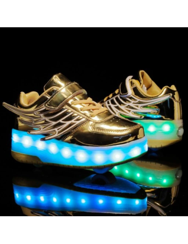 BUTOROLKI BUTY Z ROLKAMI ROLKI WROTKI LED ZŁOTE