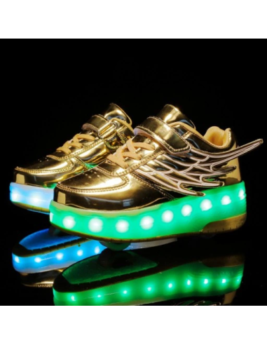 BUTOROLKI BUTY Z ROLKAMI ROLKI WROTKI LED ZŁOTE