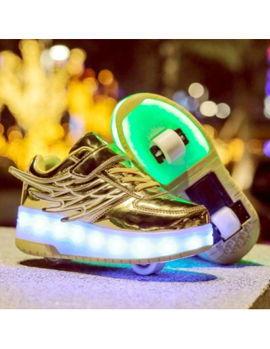 BUTOROLKI BUTY Z ROLKAMI ROLKI WROTKI LED ZŁOTE