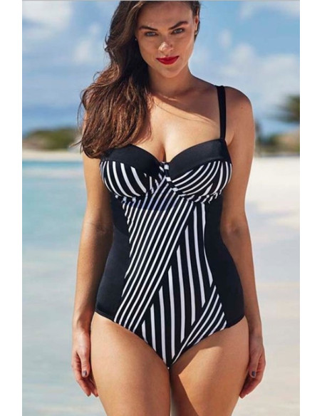 STRÓJ KOSTIUM KĄPIELOWY MODNY PASKI FISZBIN