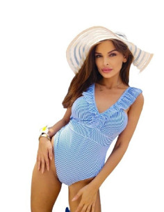 STRÓJ KOSTIUM KĄPIELOWY MONOKINI PASKI BLUE