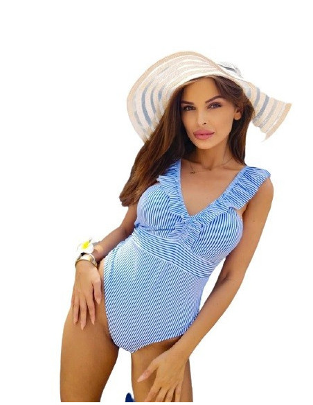 STRÓJ KOSTIUM KĄPIELOWY MONOKINI PASKI BLUE
