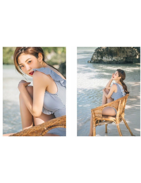 STRÓJ KOSTIUM KĄPIELOWY MONOKINI PASKI BLUE