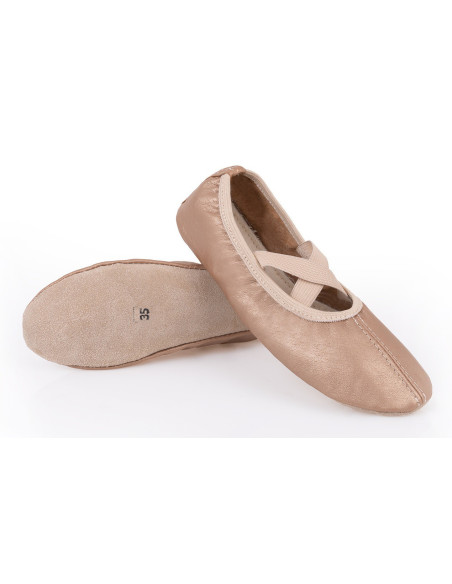 BALETKI DO TAŃCA BALETU RYTMIKA ZŁOTE SKÓRZANE