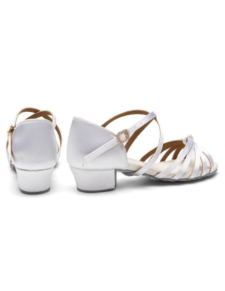 BUTY DO TAŃCA TANECZNE 3cm BIAŁE SATYNOWE