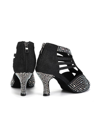 BUTY DO TAŃCA TANECZNE LATINO CZARNE ZDOBIONE...