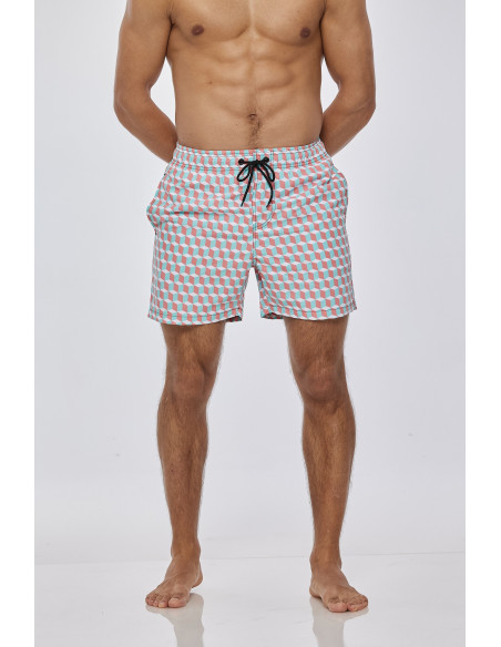 KĄPIELÓWKI MĘSKIE SZORTY SPODENKI ROMBY KOSTKI