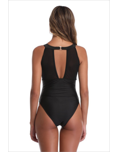 STRÓJ KOSTIUM KĄPIELOWY MONOKINI CZARNY KWIATY