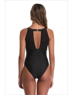 STRÓJ KOSTIUM KĄPIELOWY MONOKINI CZARNY KWIATY 2