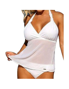 STRÓJ KĄPIELOWY TANKINI KOSZULKA BIAŁY MODNY