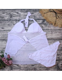 STRÓJ KĄPIELOWY TANKINI KOSZULKA BIAŁY MODNY 2