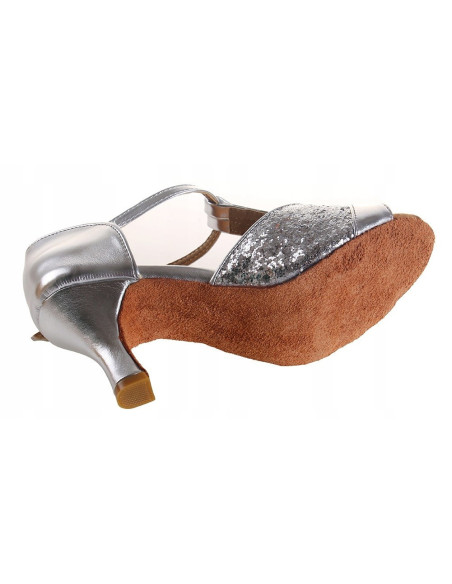 BUTY DO TAŃCA TANECZNE LATINO SALSA 7cm - SREBRNE