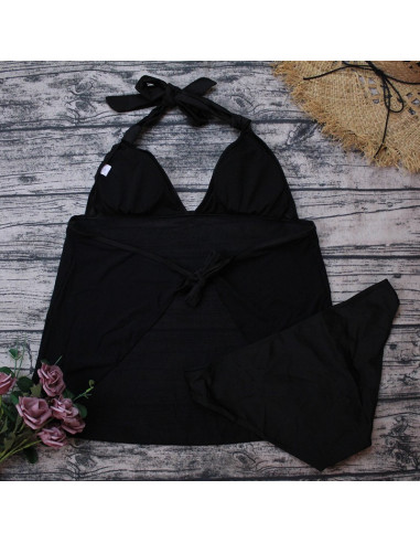 STRÓJ KĄPIELOWY TANKINI KOSZULKA CZARNY MODNY