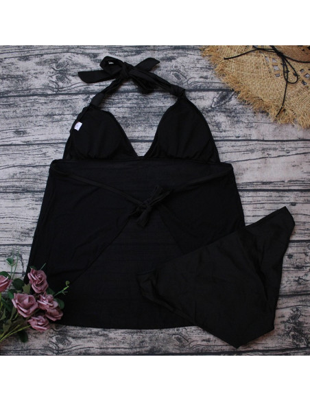 STRÓJ KĄPIELOWY TANKINI KOSZULKA CZARNY MODNY