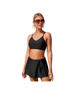 BIKINI STRÓJ KĄPIELOWY SPÓDNICZKA CZARNY