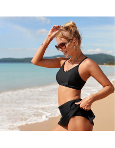 BIKINI STRÓJ KĄPIELOWY SPÓDNICZKA CZARNY 2