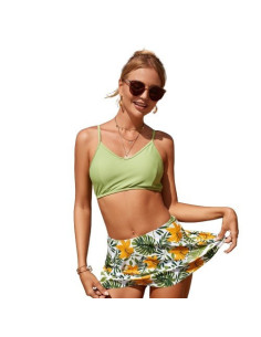 BIKINI STRÓJ KĄPIELOWY SPÓDNICZKA OLIWKOWY