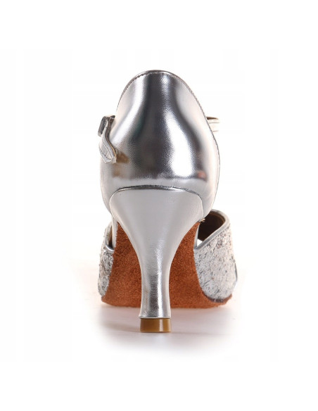 BUTY DO TAŃCA TANECZNE LATINO SALSA 7cm - SREBRNE