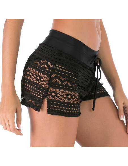 SZORTY MAJTK KĄPIELOWE DAMSKIE AŻUROWE KORONKA