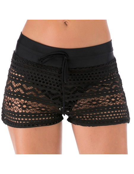 SZORTY MAJTK KĄPIELOWE DAMSKIE AŻUROWE KORONKA