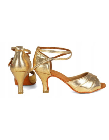BUTY DO TAŃCA TANECZNE LATINO POŁYSKUJĄCE GOLD 7cm