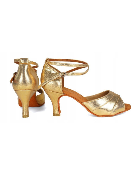 BUTY DO TAŃCA TANECZNE LATINO POŁYSKUJĄCE GOLD 7cm