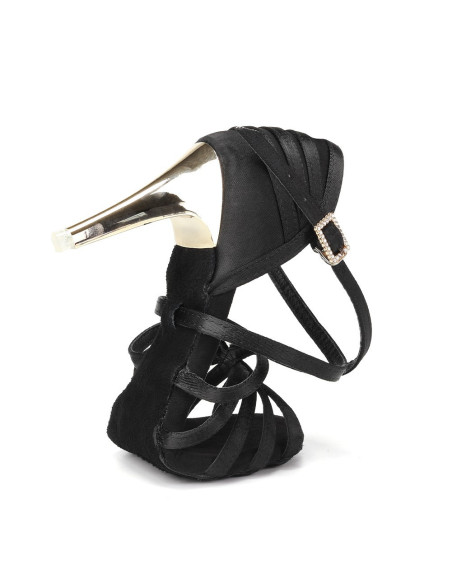 BUTY DO TAŃCA TANECZNE CZARNE - ZŁOTY OBCAS 8,5cm