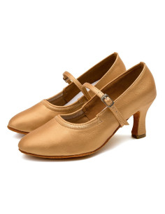 BUTY DO TAŃCA TANECZNE STANDARDU CIELISTE BRĄZ 7cm