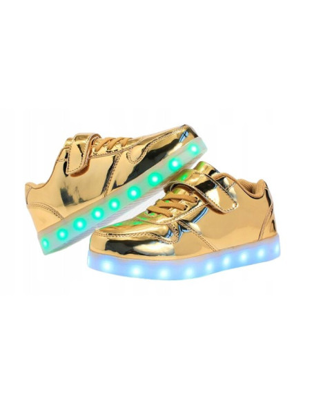 BUTY LED Z PODŚWIETLENIEM ŚWIECĄCE NA RZEP ZŁOTE