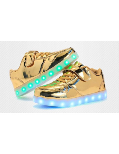 BUTY LED Z PODŚWIETLENIEM ŚWIECĄCE NA RZEP ZŁOTE