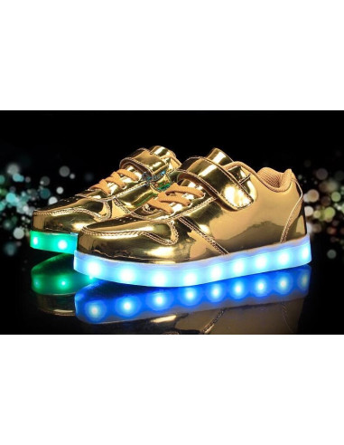 BUTY LED Z PODŚWIETLENIEM ŚWIECĄCE NA RZEP ZŁOTE