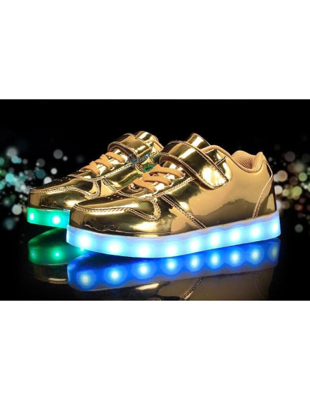 BUTY LED Z PODŚWIETLENIEM ŚWIECĄCE NA RZEP ZŁOTE