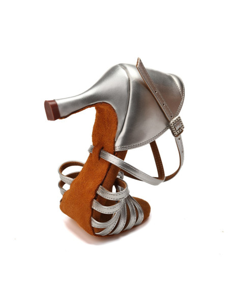 BUTY DO TAŃCA TANECZNE POŁYSKUJĄCE SREBRNE 7,5cm