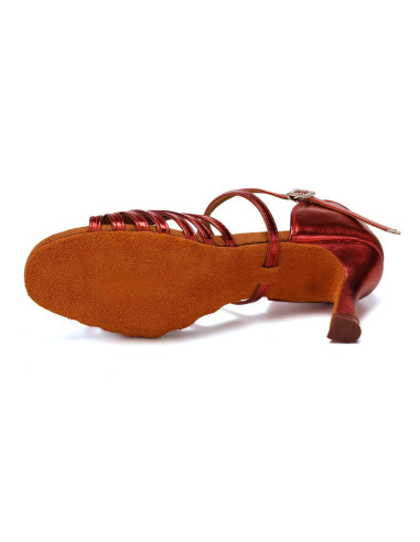 BUTY DO TAŃCA TANECZNE POŁYSKUJĄCE RED BORDO 7,5cm